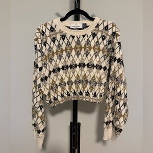 Cropped Argyle Grandpa Sweater